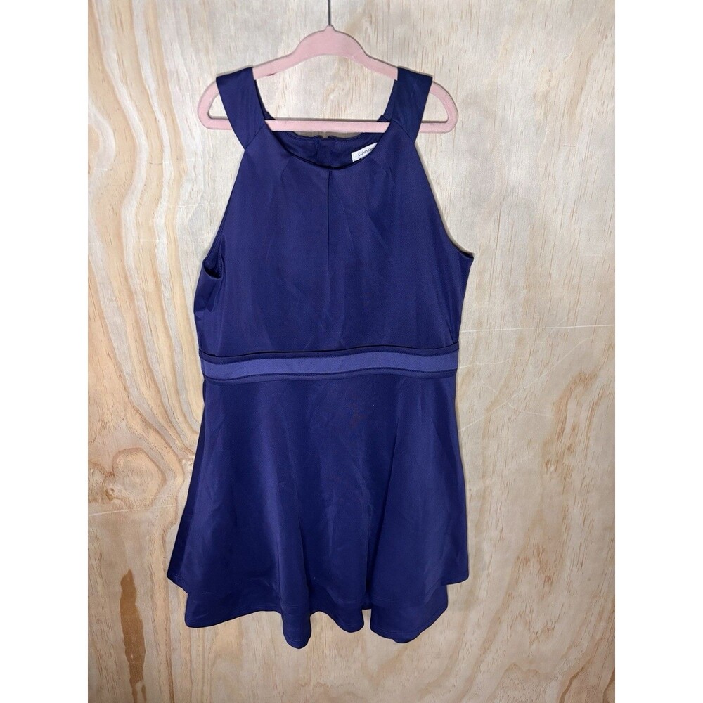 CALVIN KLEIN SLEEVELESS FIT & FLARE SILHOUETTE PARTY DRESS NAVY Girls Size 12